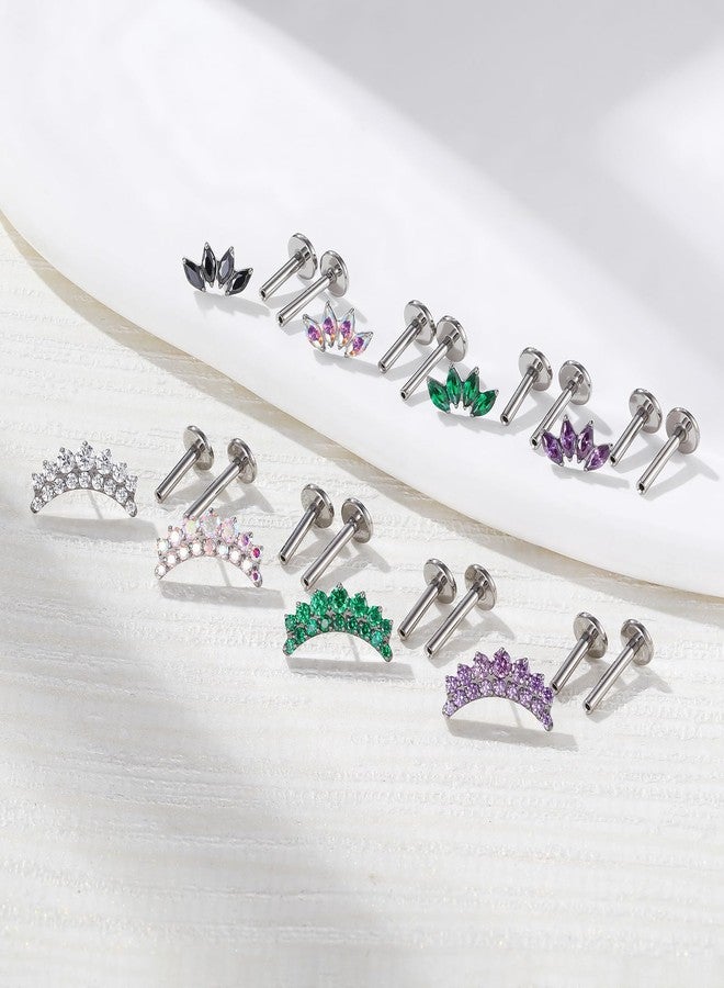 BelezaDosas G23 Titanium Labret Studs Threadless Push-in Labret CZ Press Fit 16G 6mm 8mm Lip Cluster Tragus Helix Medusa Cartilage Monroe Push Back Earring Piercing Jewelry for Men Women (Max Clear) - Image 3